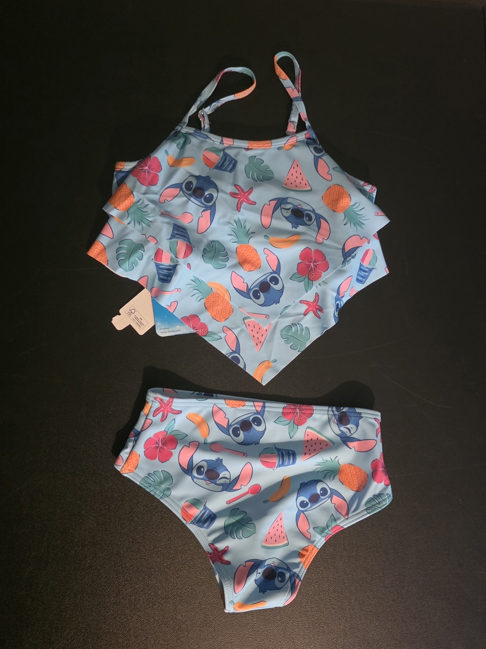 PatPat Light Blue Stitch Tropical Print Tankini Set